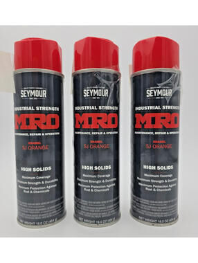 SEYMOUR 620-1451 Industrial MRO High Solids Spray Paint Safety Orange 16 OZ (3)